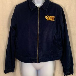 F21 cropped navy blue Looney Tunes jacket. Size M